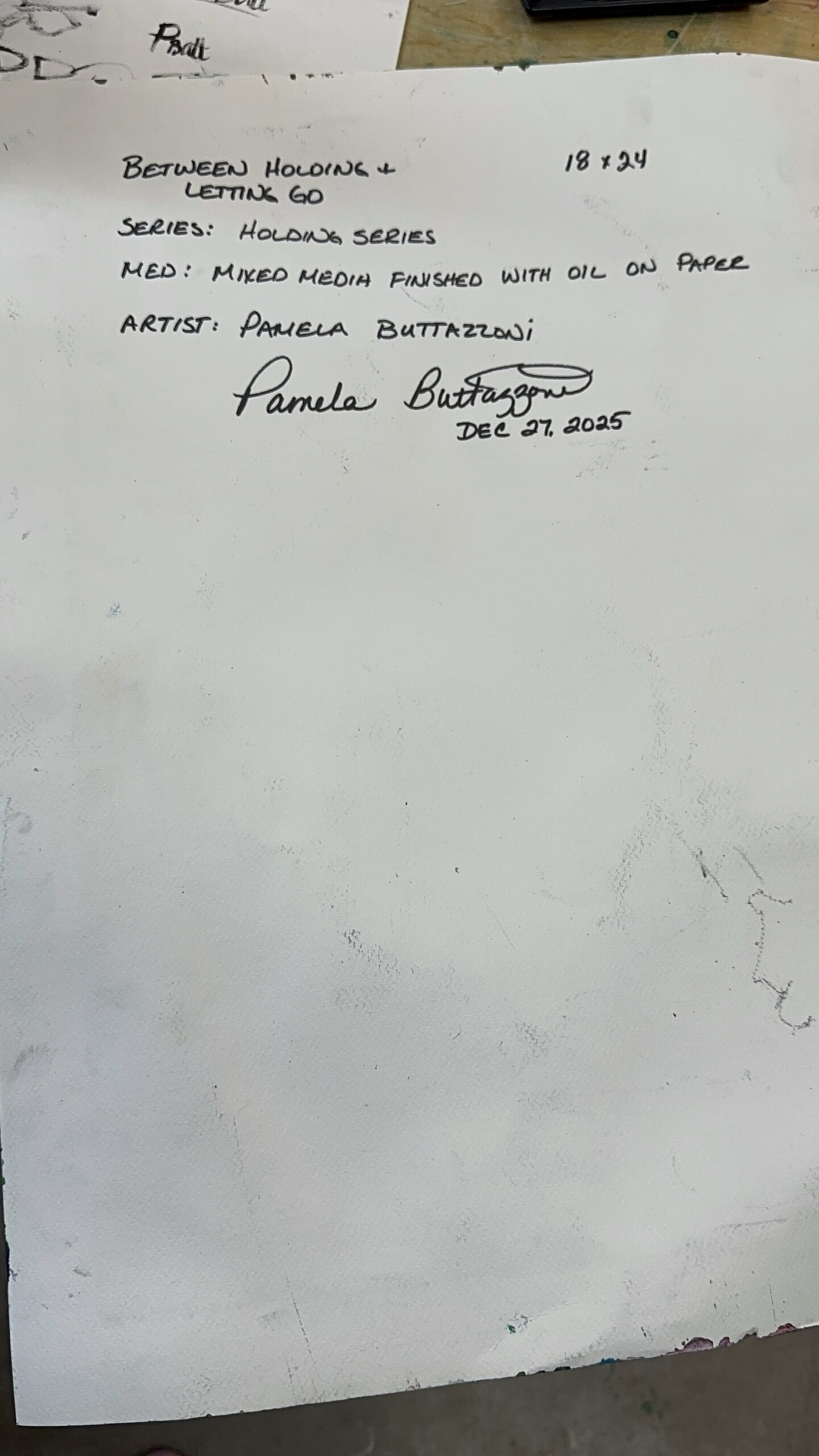 “Between Holding & Letting Go” Original Fine Artwork by Pamela Buttazzoni Copy - Image 4