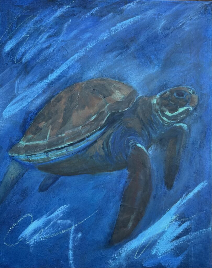 Turtle Painting - Ancient Currents Original Turtle Painting Okanagan Lake BC