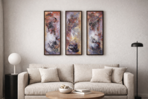 Guilded Fault Lines Triptych - Original Fine Art Reproductions by Pamela Buttazzoni