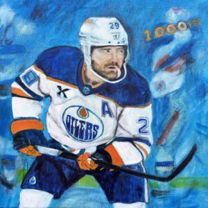Leon Draisaitl 1000th NHL point - Original Fine Art by Pamela Buttazzoni