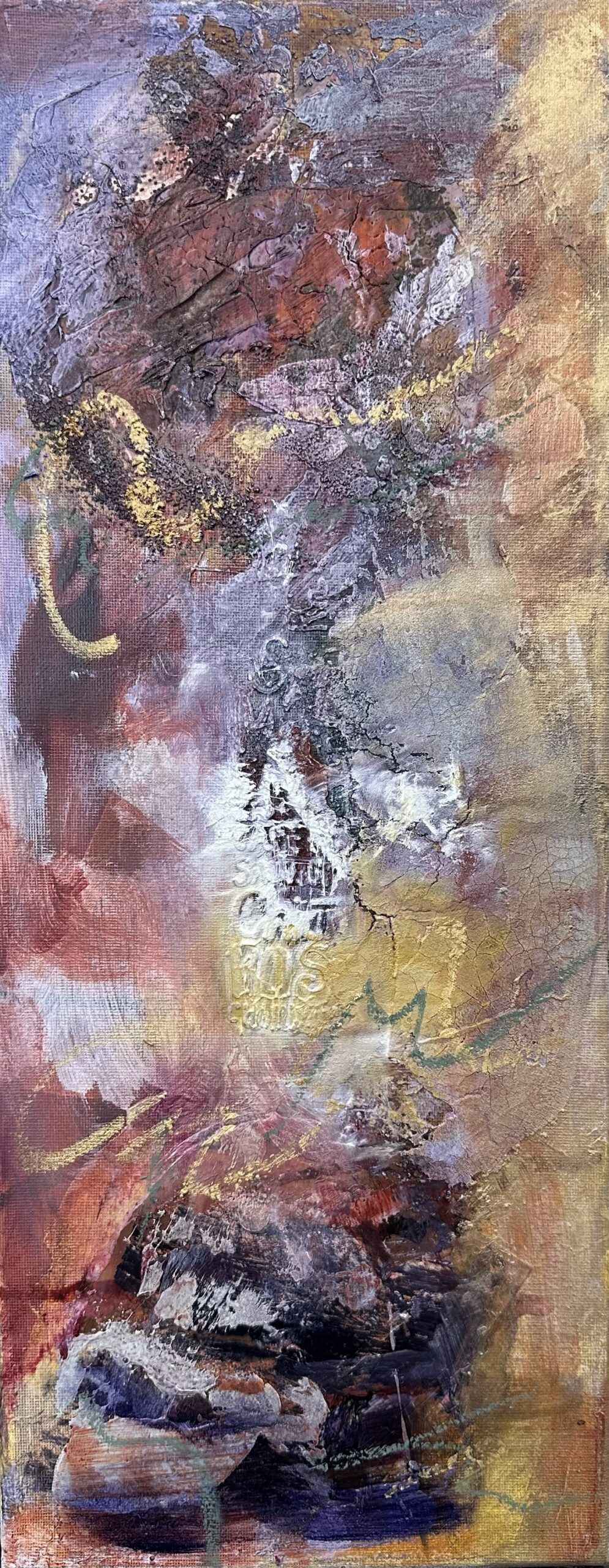 Guilded Fault Lines Triptych - Original Fine Art by Pamela Buttazzoni - SOLD - Canvas Prints Available - Image 4