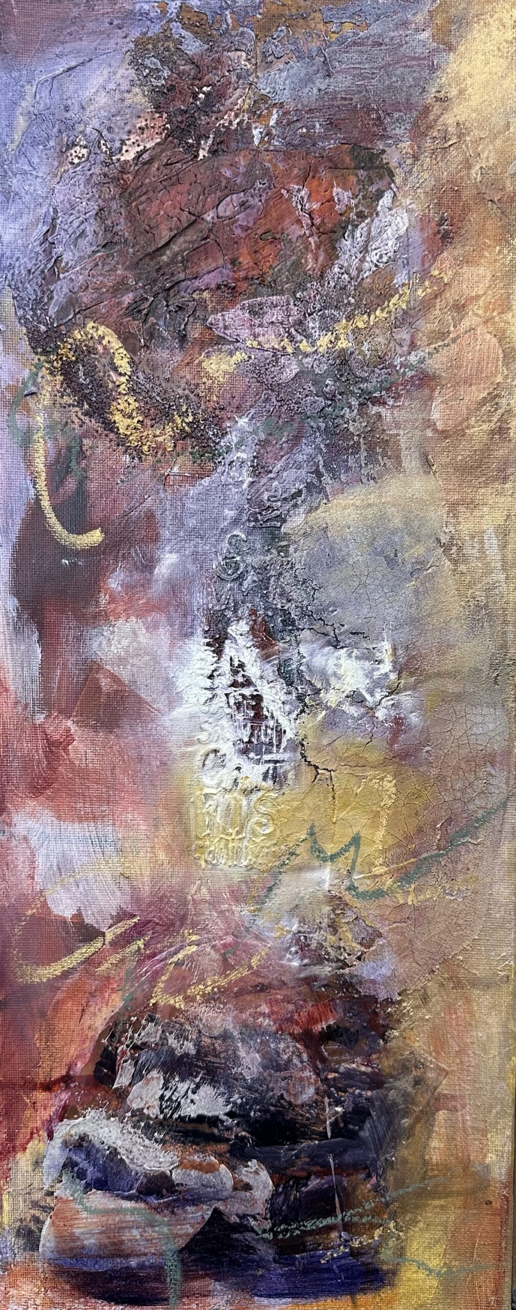 Guilded Fault Lines Triptych - Original Fine Art by Pamela Buttazzoni - SOLD - Canvas Prints Available - Image 6