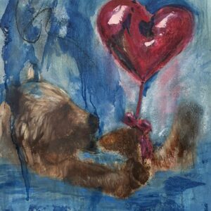 Original Bear Painting - The Softest Weight by Canadian Artist Pamela Buttazzoni
