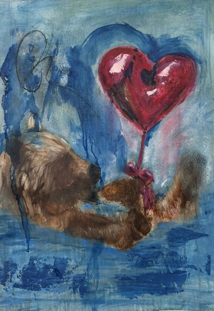 Original Bear Painting - The Softest Weight by Canadian Artist Pamela Buttazzoni