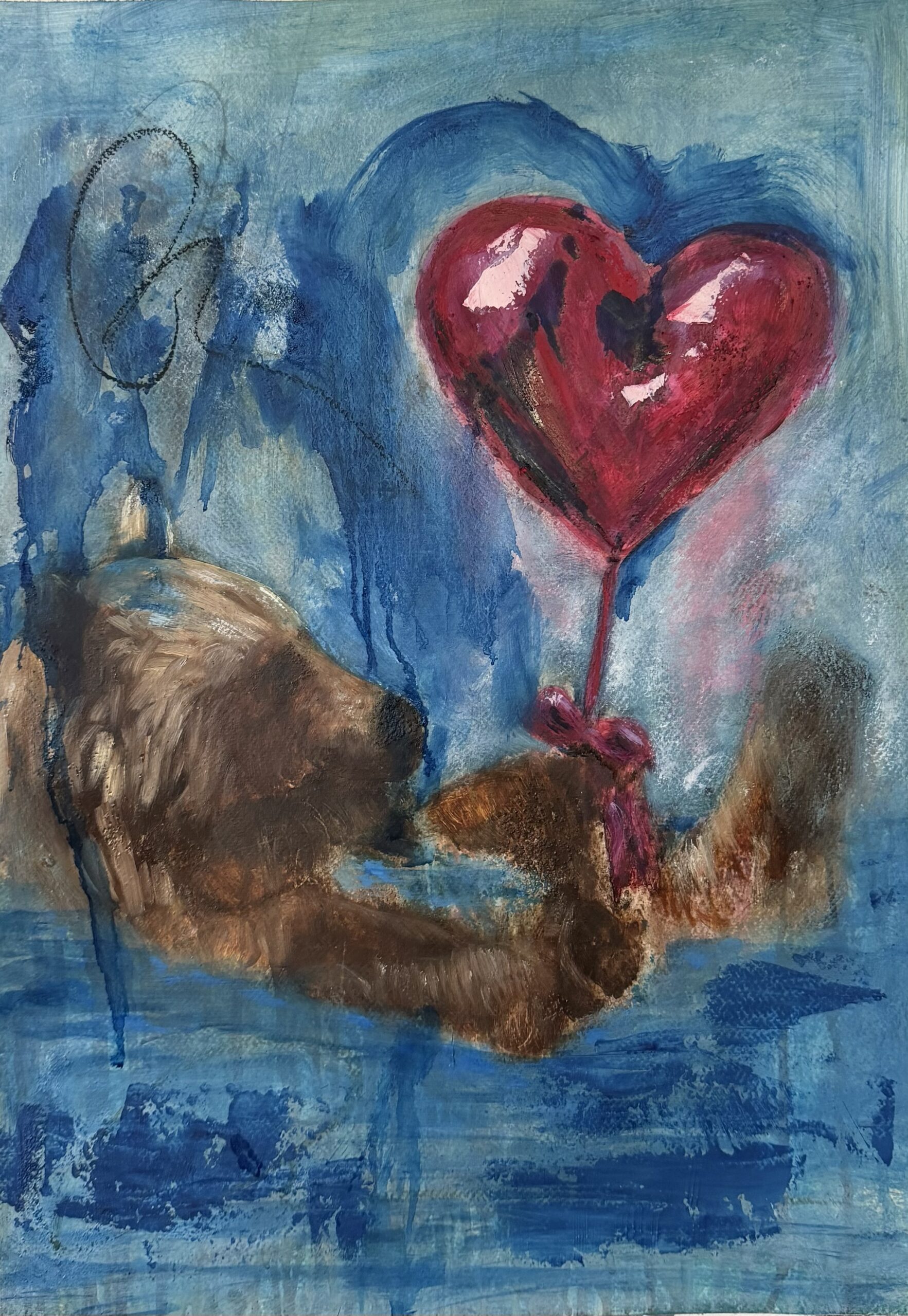 Original Bear Painting - The Softest Weight by Canadian Artist Pamela Buttazzoni