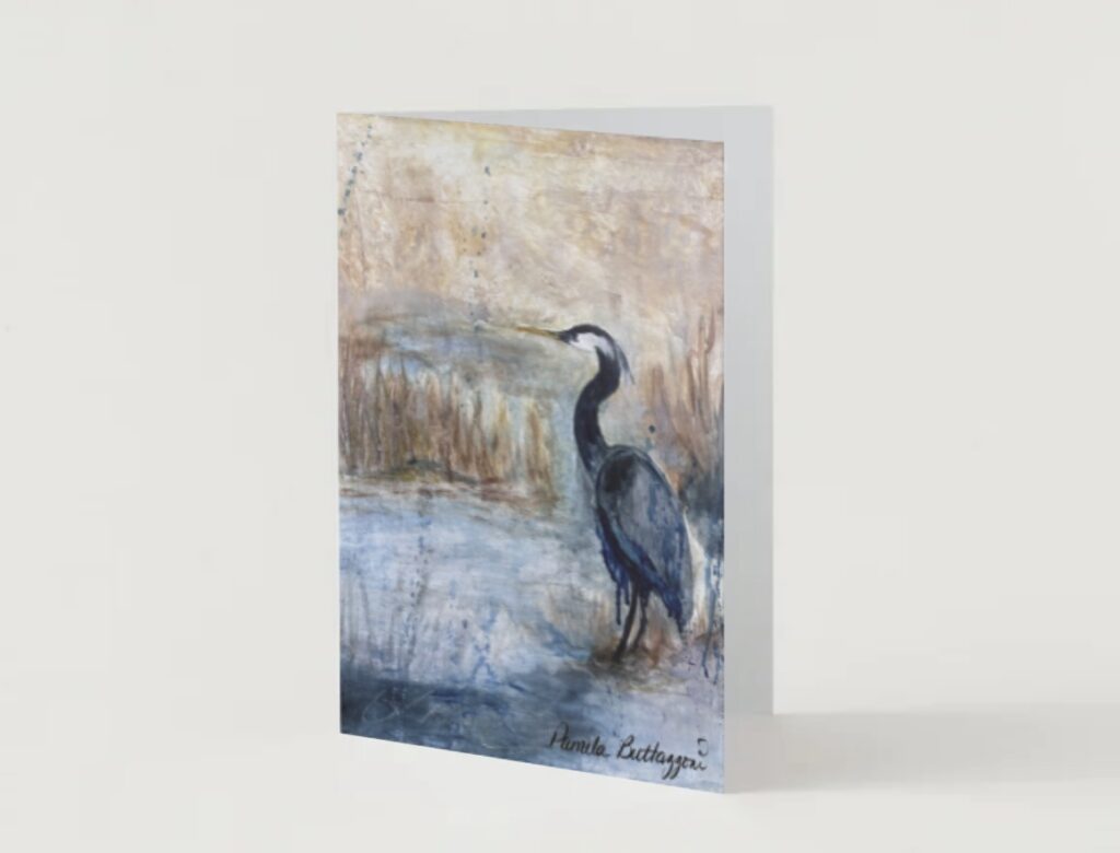 Marshlight in Blue Fine Art Greeting Cards by Pamela Buttazzoni