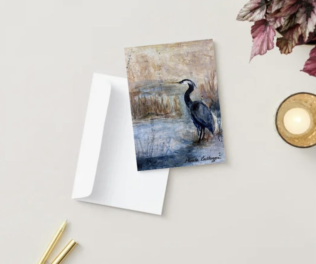 Marshlight in Blue Fine Art Greeting Cards by Pamela Buttazzoni