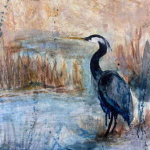 Original Heron Painting by Canadian artist Pamela Buttazzoni